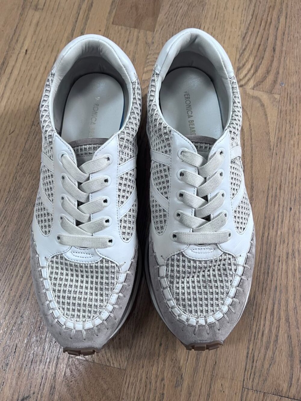 Veronica Beard Valentina Mesh Beige & White Sneaker Size 11 M